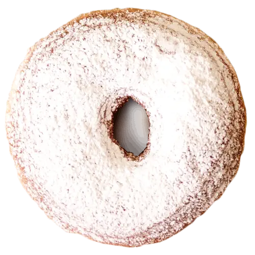 Donuts posypany cukrem pudrem