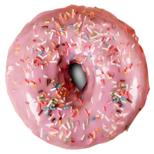 Donuts w różowy lukrze posypany kolorowym maczkiem
